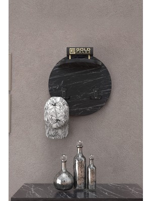 Sepetink Askılık Duvar Elbise Askılığı Portmanto Üstü Siyah Mermer Desen