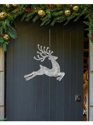 Astaş Simli Geyik Yılbaşı Süsü - 25 Santimetre Gümüş Renkli
