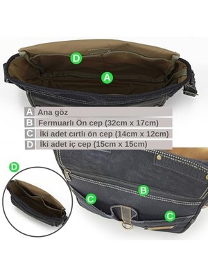 4047 Antiochia Gl Hakiki Deri Omuz Postacı Okul Suya Dayanıklı Mumlu Kanvas Laptop Çantası