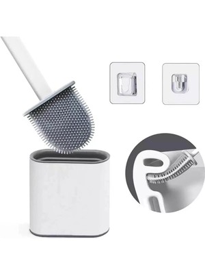 Duvara Yapışkanlı Silikon Uçlu Klozet Fırçası Beyaz (NKS146)