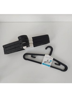 Emey Plastik Siyah Kıyafet Elbise Askısı Askılığı Gömlek Askısı Pantolon Askısı 12 Adet