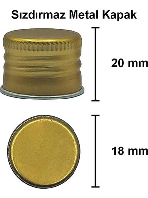 100 ml Şeffaf Piramit Sosluk 100 cc Kapaklı Kavisli Cam Şişe 6 Adet (Altın/ (Metal))