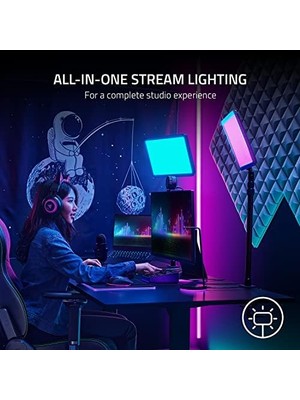Key Light Chroma - Akış Için Rgb Anahtar Işığı (Akış Aydınlatması, Özelleştirilebilir Işık Spektrumu, Interaktif Aydınlatma, Wi-Fi ve Bluetooth Için Komple Çözüm) Siyah
