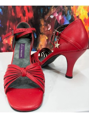 “velora Kırmızı ' Tango, Dans ve Salon Ayakkabısı 7.5 cm 11 Pont Kapalı Topuk