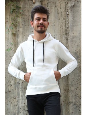 Evolaria Üç Iplik Şardonlu Kapşonlu Kanguru Cepli Alttan Çıkmalı Erkek Günlük Sweatshirt