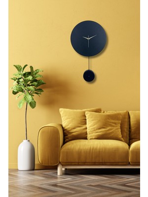 UltraMint Modern Metal Duvar Saati, Sessiz Mekanizmalı, 30X30CM, Sarkaç Şeklinde Süs