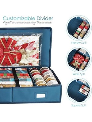 Hearth & Harbor 100 cm Organizatörü ve Tatil Aksesuarları Sarma Çantası-Ince Yatak Altı Kağıt Saklama Kabı, Sarma Rulosu + Sarma Kutusu, M