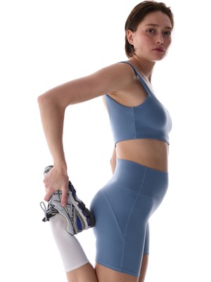 Penti LYCRA Mavi Cream Hafif Destek Kalp Formlu Yüksek Bel Kısa Tayt