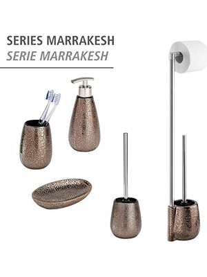 Marrakesh Klozet Takımı, Tuvalet Fırçası Tutucu, Seramik, Ø 12,5 x 41 Cm, Kahverengi