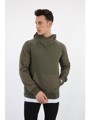 Evolaria Üç Iplik Şardonlu Kumaş Kapşonlu Kanguru Cepli Alttan Çıkmalı Erkek Günlük Sweatshirt