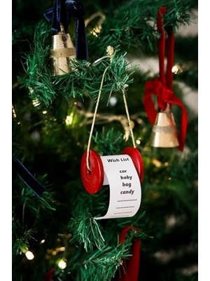 & Yılbaşı Ağacı Süsü Kırmızı Dilek Hediye Liste Makarası