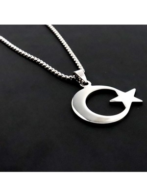 Normadia Şık Paslanmaz Çelik Zincirli Ayyıldız Kolye, Modern ve Dayanıklı Tasarım
