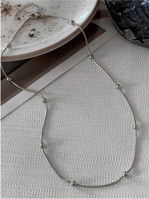 Normadia Şık Gümüş Renk Paslanmaz Çelik Dorika Zincir Kolye