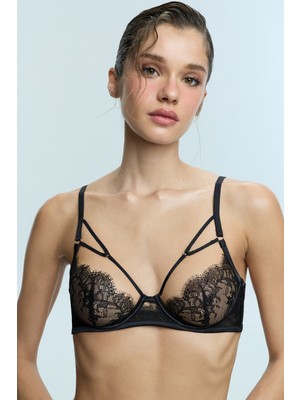 Penti Siyah Reine Balenli Sütyen