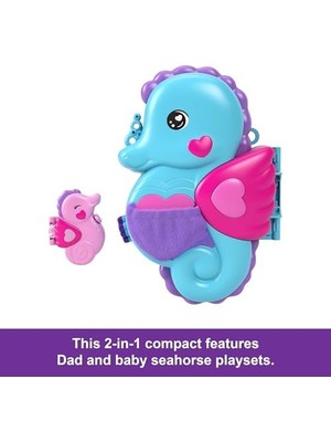 Polly POCKET™ Babam ve BEN™ Denizatı Çanta Polly Babam ve Ben Denizatı Çanta, 2 Mikro Bebek, Evcil Hayvanlar ve 13 Aksesuar, 2'si 1 Arada Çanta ve Oyuncak ile Shani HWP03