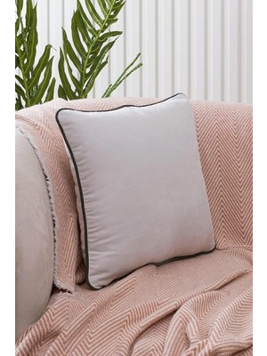 Renk Seçenekli Yeşil Biyeli Açık Gri Kırlent Kılıfı Dekoratif Düz Sade Panoroma Panbiy Gri Yeşil 45X45