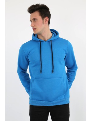 Evolaria Üç Iplik Şardonlu Kapşonlu Düz Erkek Günlük Sweatshirt