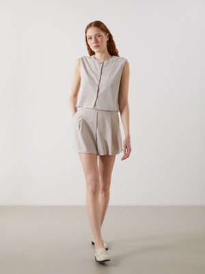 Lc Waikiki Yeni Sezon Beli Lastikli Krep Kadın Pileli Şort