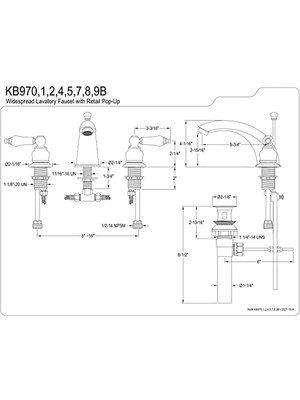 Pirinç KB972B Viktorya Çağı Breitgefaechert Wc Musluk Meşe ve Porselen Kulp, Cilalı B