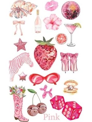 Pink Retro Laptop Tablet Telefon Ajanda Bullet Journal Motor -Suya Dayanıklı Etiket