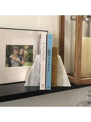 Fox Run ÜÇGEN%100 Doğal Cilalı Beyaz Mermer Kitap Destekleri