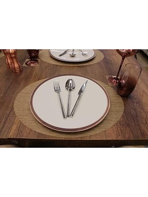 Kahverengi Oval Bambu Desen Lazer Kesim Amerikan Servis 2 Adet 35X45 cm