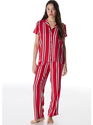 Penti Kırmızı Fiona Düğmeli Gömlek Pantolon Pijama Takımı
