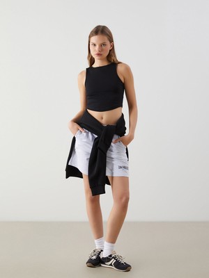 Lc Waikiki Yeni Sezon Beli Lastikli Los Angeles Baskılı Kadın Şort