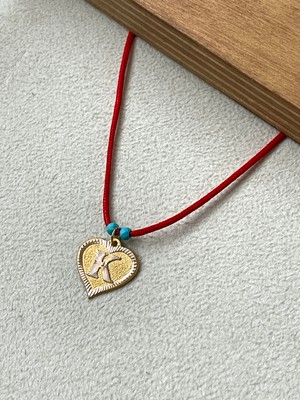 Rupen Kraft Kırmızı Ipli 14 Ayar Altın K Harfi Kolye Altın Kalpli Harf Kolye Altın Harf