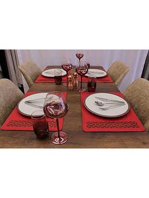 Kırmızı Egzotik Lazer Kesim Deri Amerikan Servis 2 Adet 35X45 cm