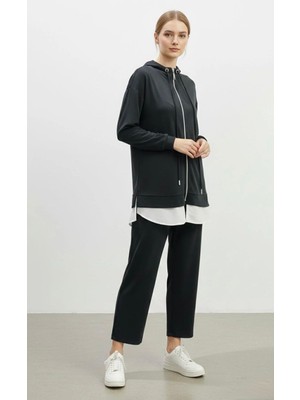 Puane Kadın Kapüşonlu Fermuarlı Tunik Pantolon Takımı