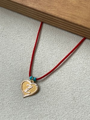 Rupen Kraft Kırmızı Ipli 14 Ayar Altın Z Harfi Kolye Altın Kalpli Harf Kolye Altın Harf