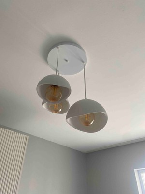 Ferisa Home 3’lü Sarkıt Avize Krem Beton Görünümlü Modern Pinterest Tarzı E27 Ampul Hediyeli