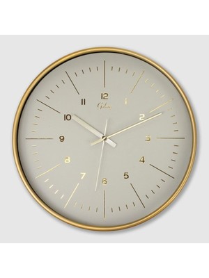 UltraMint Modern Beyaz Kadranlı Gold Çerçeveli 30CM Duvar Saati