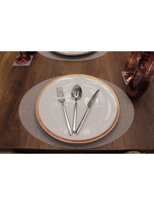 Gri Oval Ps Lazer Kesim Amerikan Servis 2 Adet 35X45 cm