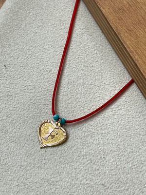 Rupen Kraft Kırmızı Ipli 14 Ayar Altın F Harfi Kolye Altın Kalpli Harf Kolye Altın Harf