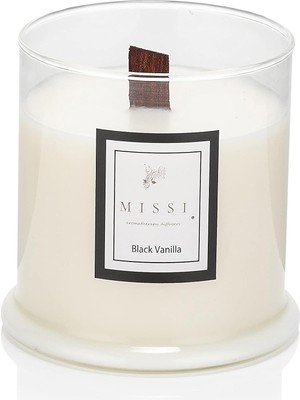 Üfleme Cam Ahşap Fitilli Vanilya Vegan Mum (140 Gr)