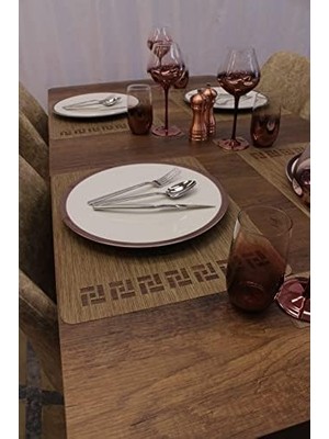 Kahverengi Tangram Bambu Desen Lazer Kesim Amerikan Servis 2 Adet 35X45 cm