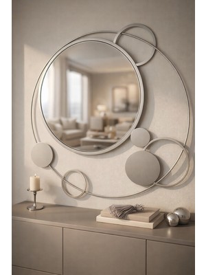 Wallover Design Glow Mat Gümüş Luxe Design – Özel Tasarım Modern Dekoratif Ayna, Makyaj Aynası 90X90 cm