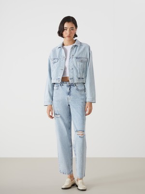 Lc Waikiki Yeni Sezon Boyfriend Yırtık Detaylı Kadın Jean Pantolon