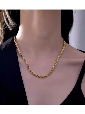 Normadia Şık Burgu Burma Kolye, Çelik ve Altın Kaplama, Zarif Takı Tasarımı