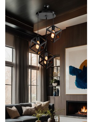 Modern Siyah Küp Sarkıt Avize, Şık ve Işıltılı Aydınlatma