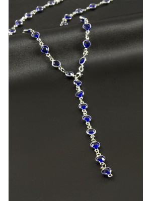 Nacario Yuvarlak Zirkon Taşlı Çelik Y Kolye