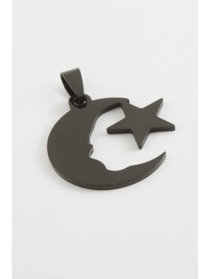 Nacario Ay Yıldız Çelik Kolye Ucu 3 cm
