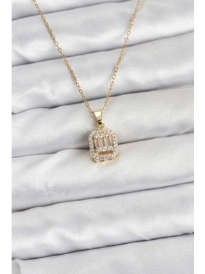 Nacario Bfs 316L Çelik Zincir Gold Renk Baget Model Kadın Kolye