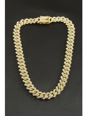 Nacario Chain Zikzak Zirkon Taşlı Lüks Çelik Kolye