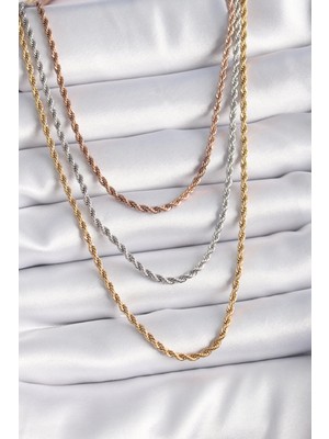 Nacario Bfs 316L Çelik Mix Renk Burgu Zincir Model Kadın Kolye