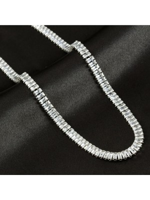 Nacario 4 mm Baget Taşlı Zirkon Lüks Çelik Kolye
