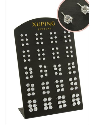 Nacario 60 Çift Xuping Lüks Tektaş Çelik Küpe