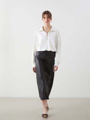 Lc Waikiki Yeni Sezon Beli Fermuarlı Deri Görünümlü Kadın Etek